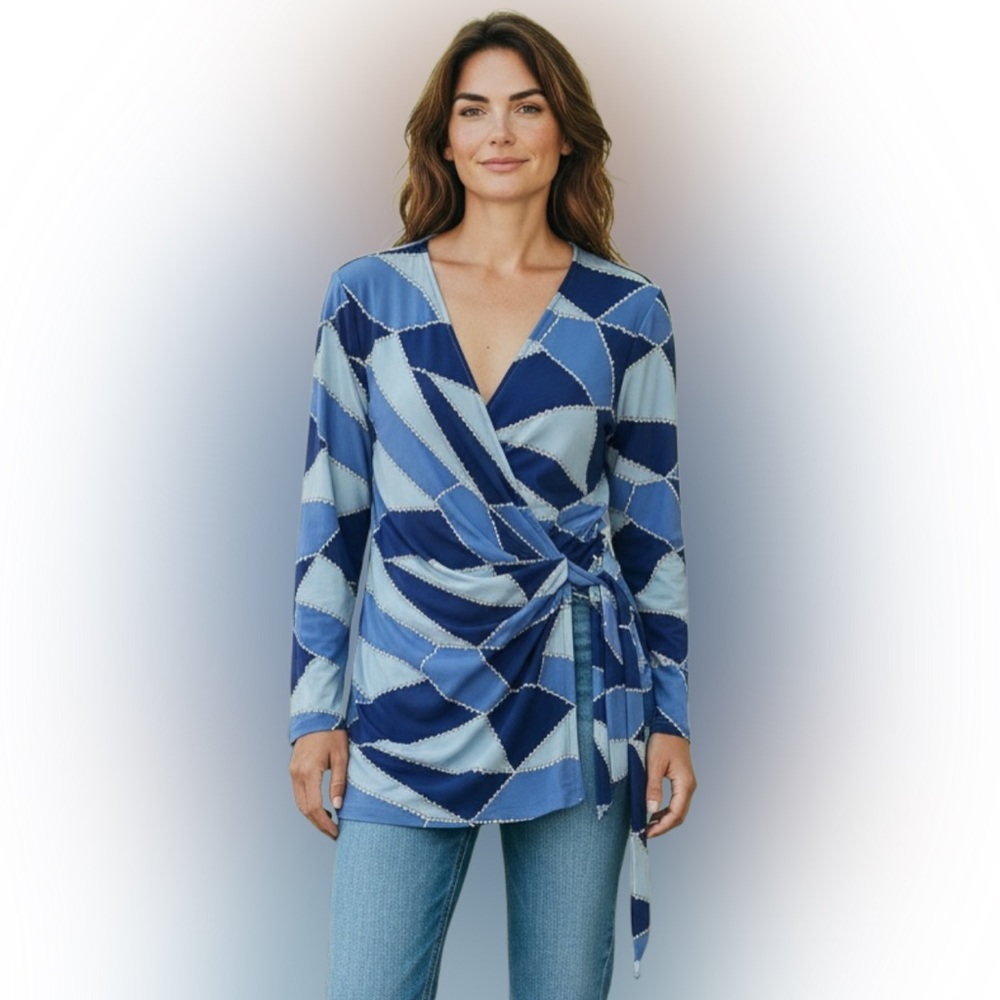 Anne Klein Navy and Light Blue Wrap